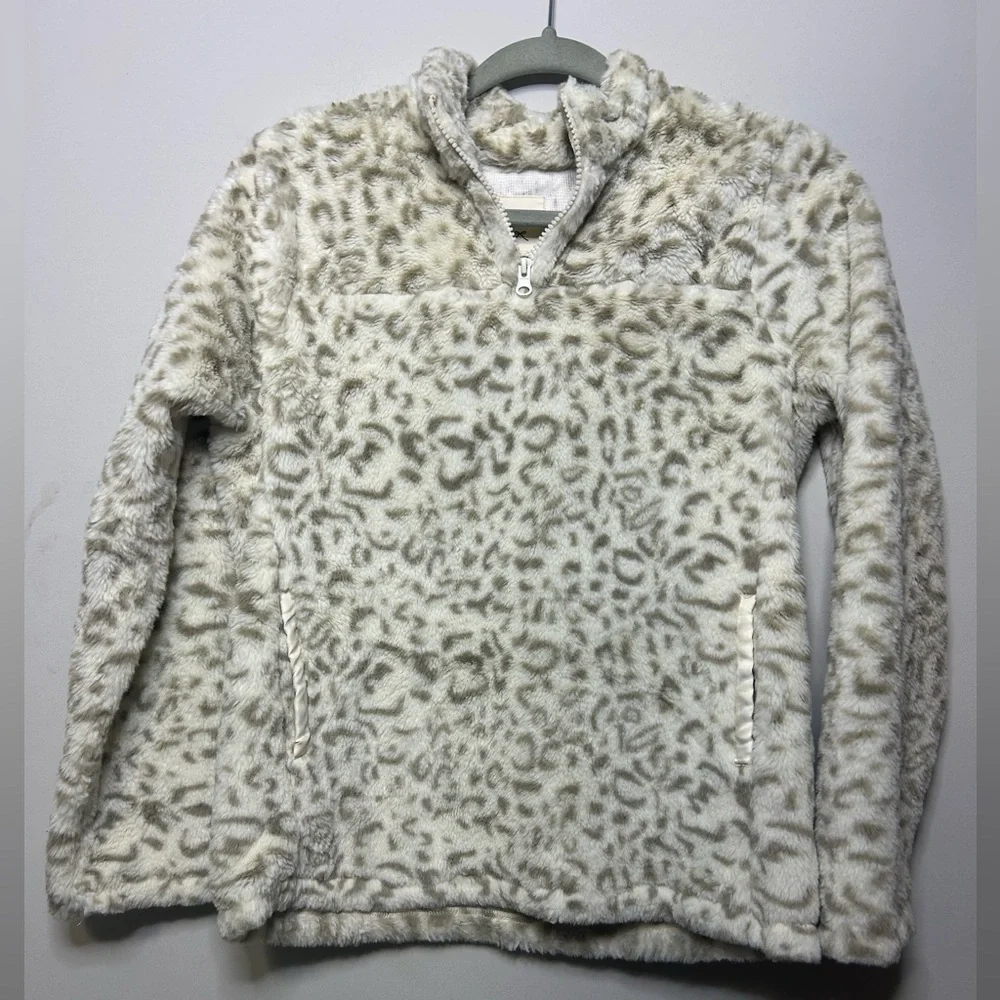 Hayden Girls Mock Neck Half Zip Leopard Print Top Size XL - Picture 3 of 8